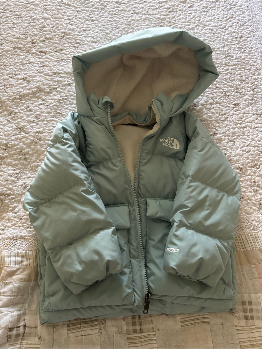 The North Face Kids Sage Green Puffer Jacket with Hood